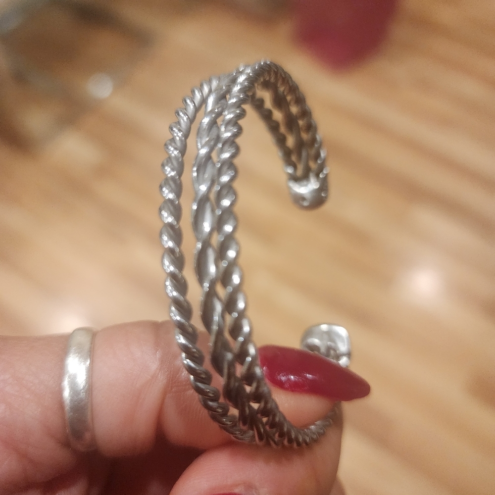 Silver Twisted Bangle Bracelets - image 8